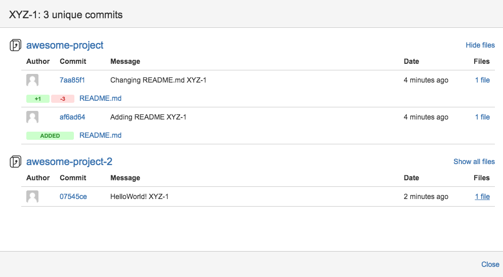 GitLab commit details on a JIRA issue